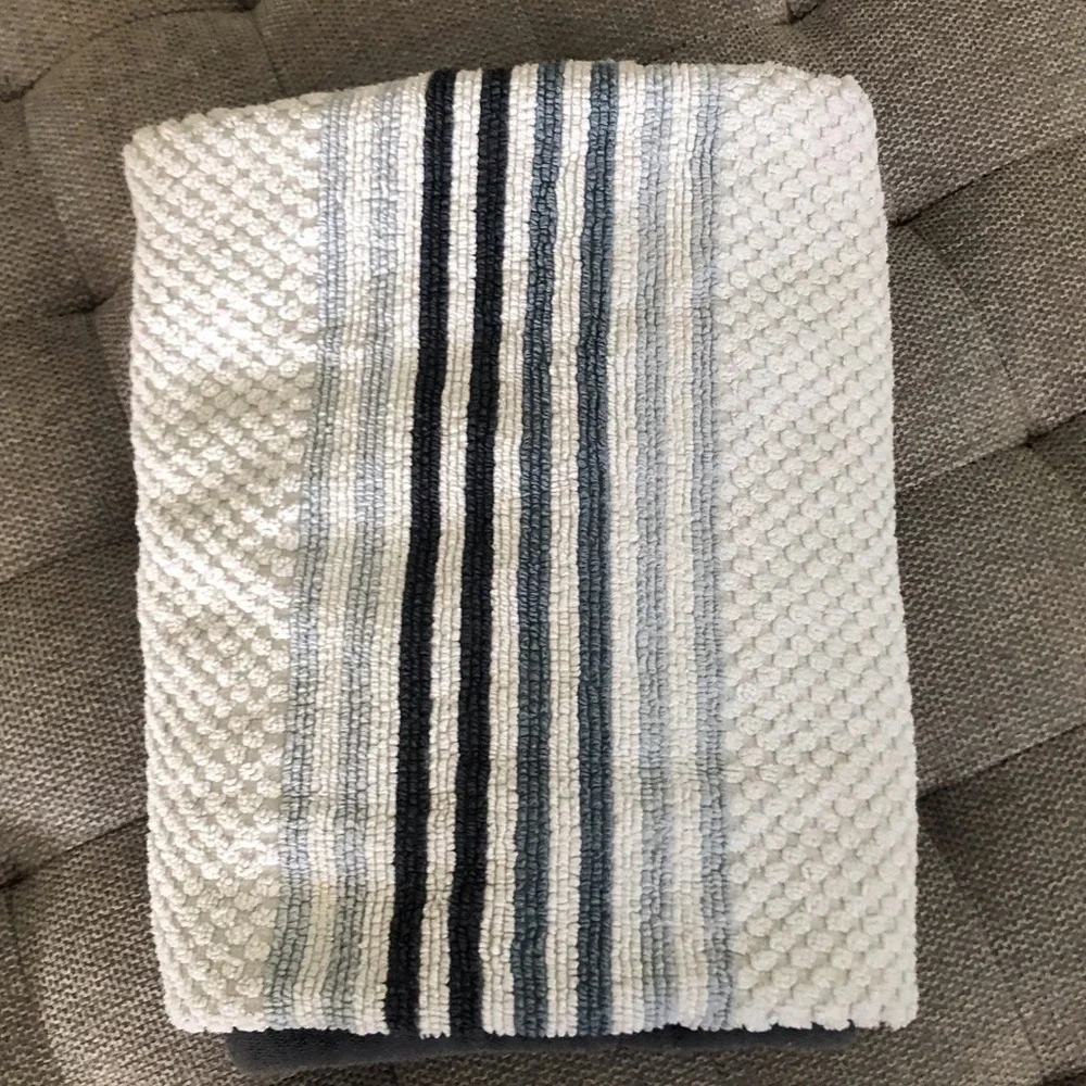 Blue striped textured towel